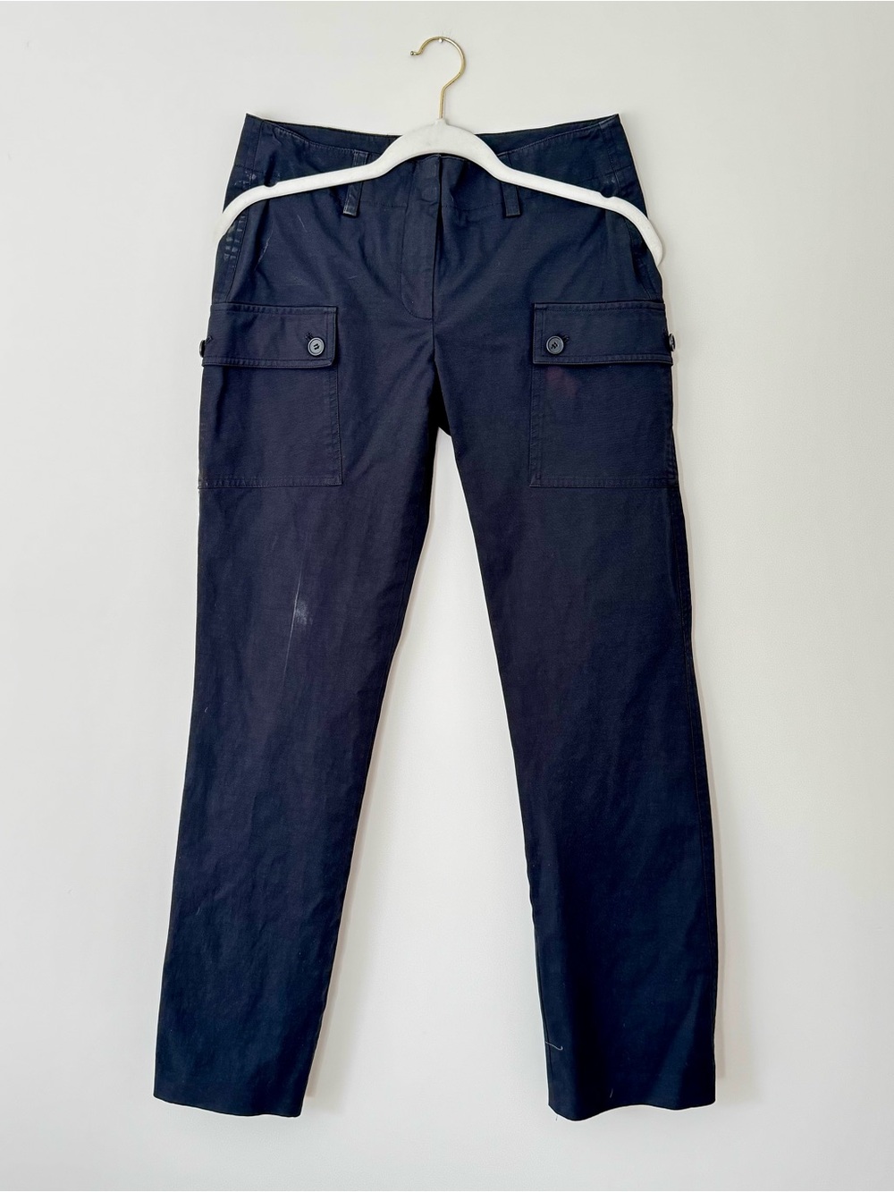 DKNY Tapered Leg Cargo Utility Pants w/ Side Pockets, Black – Size 6